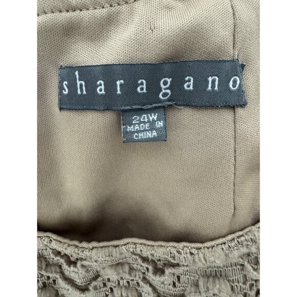 Beige Tan Knit Lace Shift Dress Bell Sleeves Size 24W 3X Plus Fall Evening Party - Picture 5 of 8